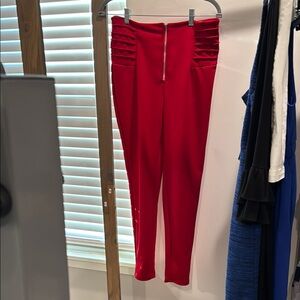 Vibrant Red Skinny Pants with Stretchy Fit